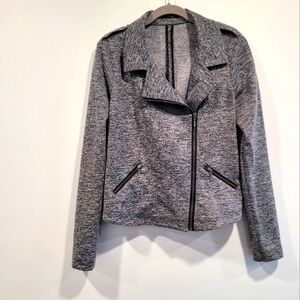 Maurices Crossover Moto Stretch Light Jacket Heather Gray Black sz Large
